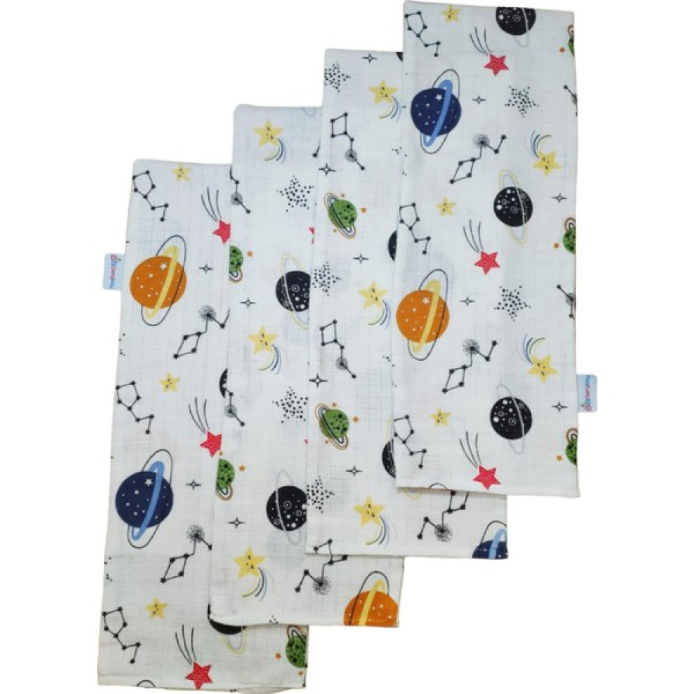 Cherry Baby Bebek Omuz Bezi Ter Bezi Ağız Bezi 20X50 cm %100 Pamuk Çift Kat Müslin Kumaş 4'lü Uzay - Renkli Hamilelik ve Emzirme Fiyatı