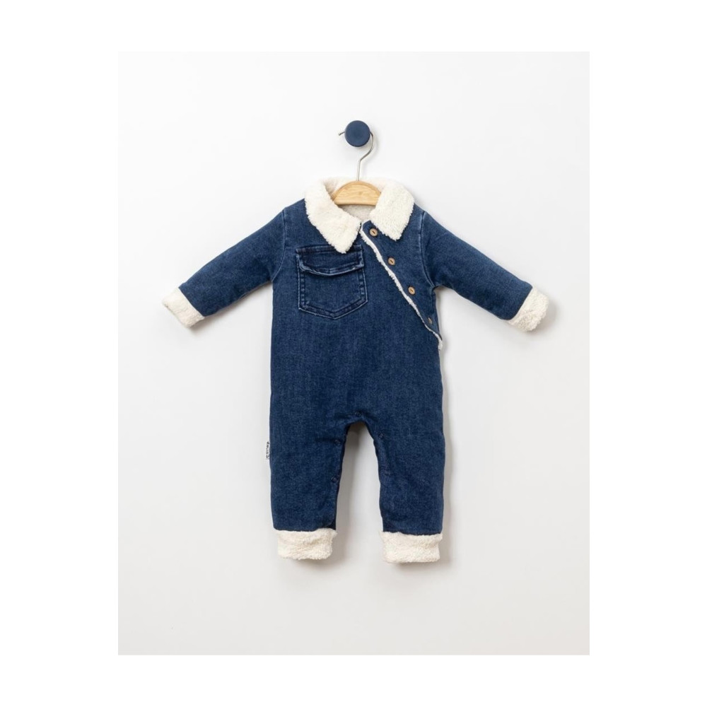 Cherub Baby Unisex Kız Erkek Bebek Kot Tulum Içi Welsoft Peluş Düğmeli Cepli Kürk Yaka 3-6 AY Beden Kadın Giyim Fiyatı
