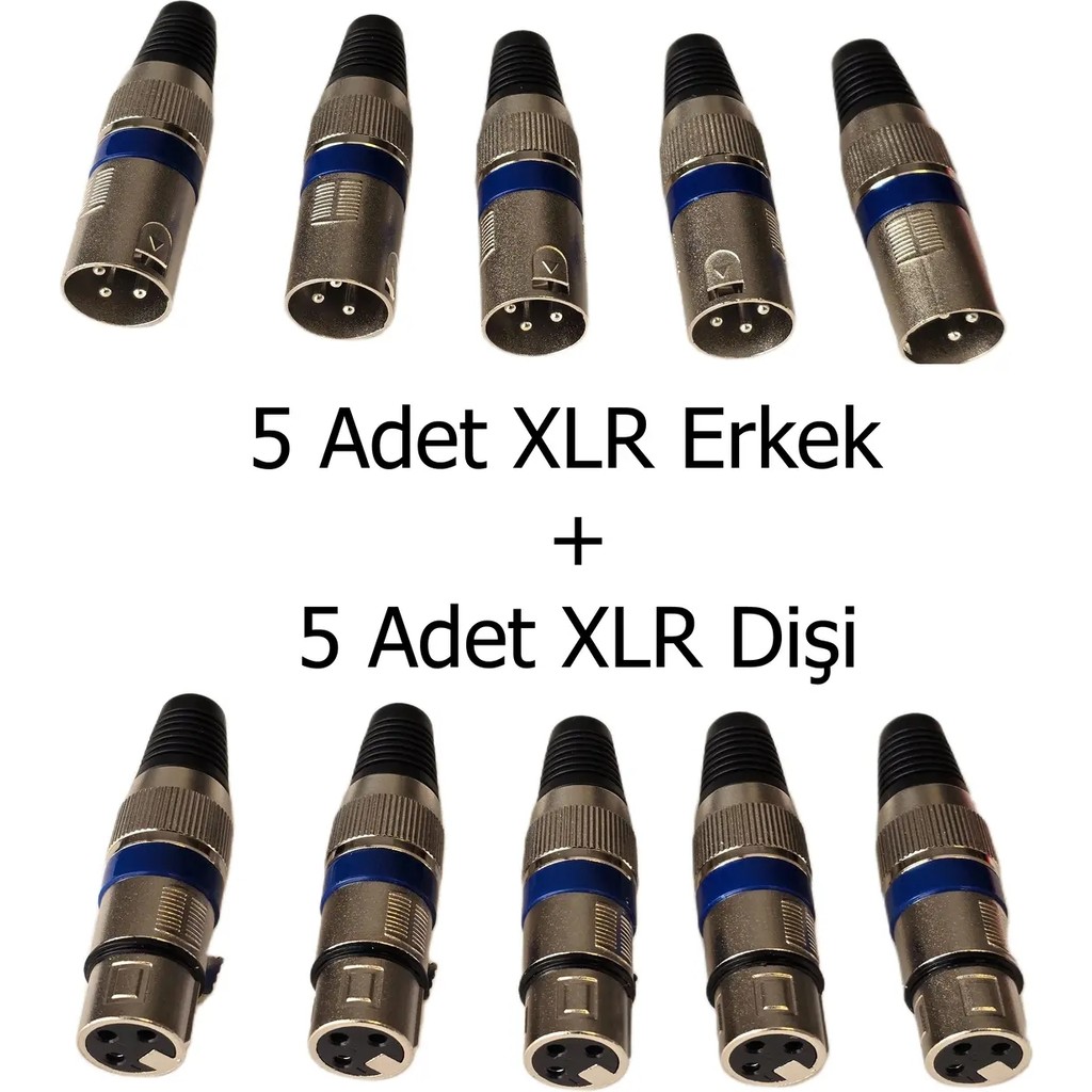 CHESTER 10’lu Profesyonel Xlr Jak Seti (5 Dişi + 5 Erkek) - Mikrofon ve Ses Kablosu Konnektör Paketi Diğer Fiyatı