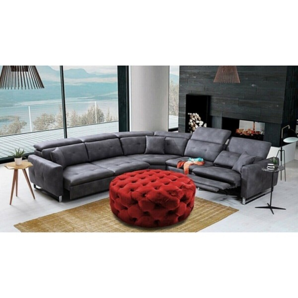 Chester Kapitoneli Yuvarlak Puf 100 cm - 100 x 40 cm - Kırmızı Puf Fiyatı