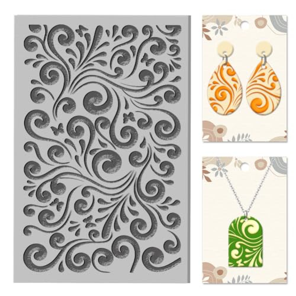 CHGCRAFT Vines Clay Texture Mat Clay Modeling Pattern Pad Vine Texture Butterflies Texture Sheets for Polymer Clay Making Earrings Jewerly Tools, 4×2.6 inch