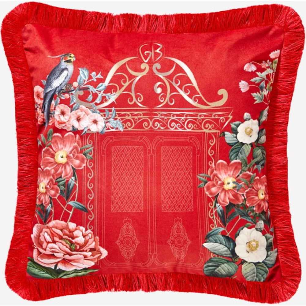 Chiara Alessi Magic Garden Kırmızı Kadife Dekoratif Yastık 45X45 Cm - 45 x 45 cm - Bordo - Kırmızı Kırlent / Mobilya Yastığı Fiyatı