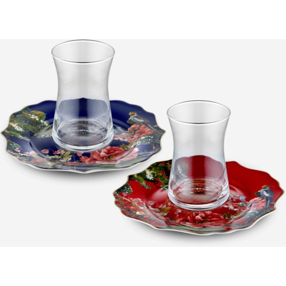 Chiara Alessi Magic Garden Kırmızı Lacivert Porselen Çay Tabağı Seti 15 cm - Kırmızı - Lacivert Fincan / Bardak / Kahve Takımı Fiyatı