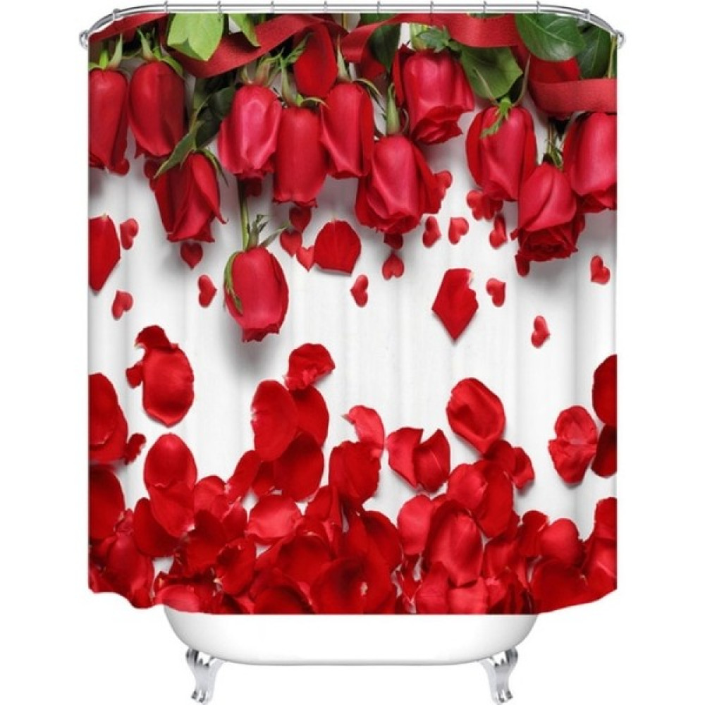 Chic Gül Baskı Banyo Perdesi Büyüleyici Duş Perdesi Moda Ev Banyo Dekor Perdesi Banyo Otel (150X180 Cm) (Yurt Dışından) - Kırmızı Duş / Banyo Perdesi Fiyatı