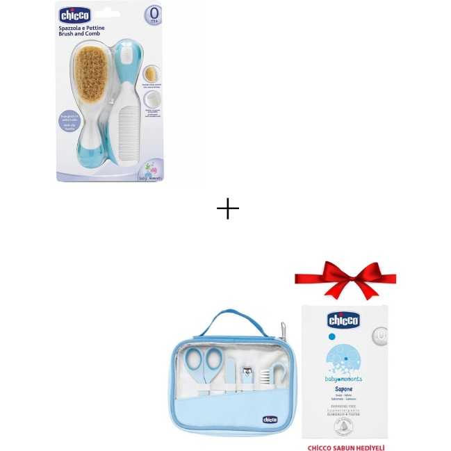 Chicco Erkek Bebek Bakım Seti 2'li Set Mavi Tarak ve Tırnak Seti ile Sabun Hediye - 2 Lİ SET Bebek Bakım Seti Fiyatı