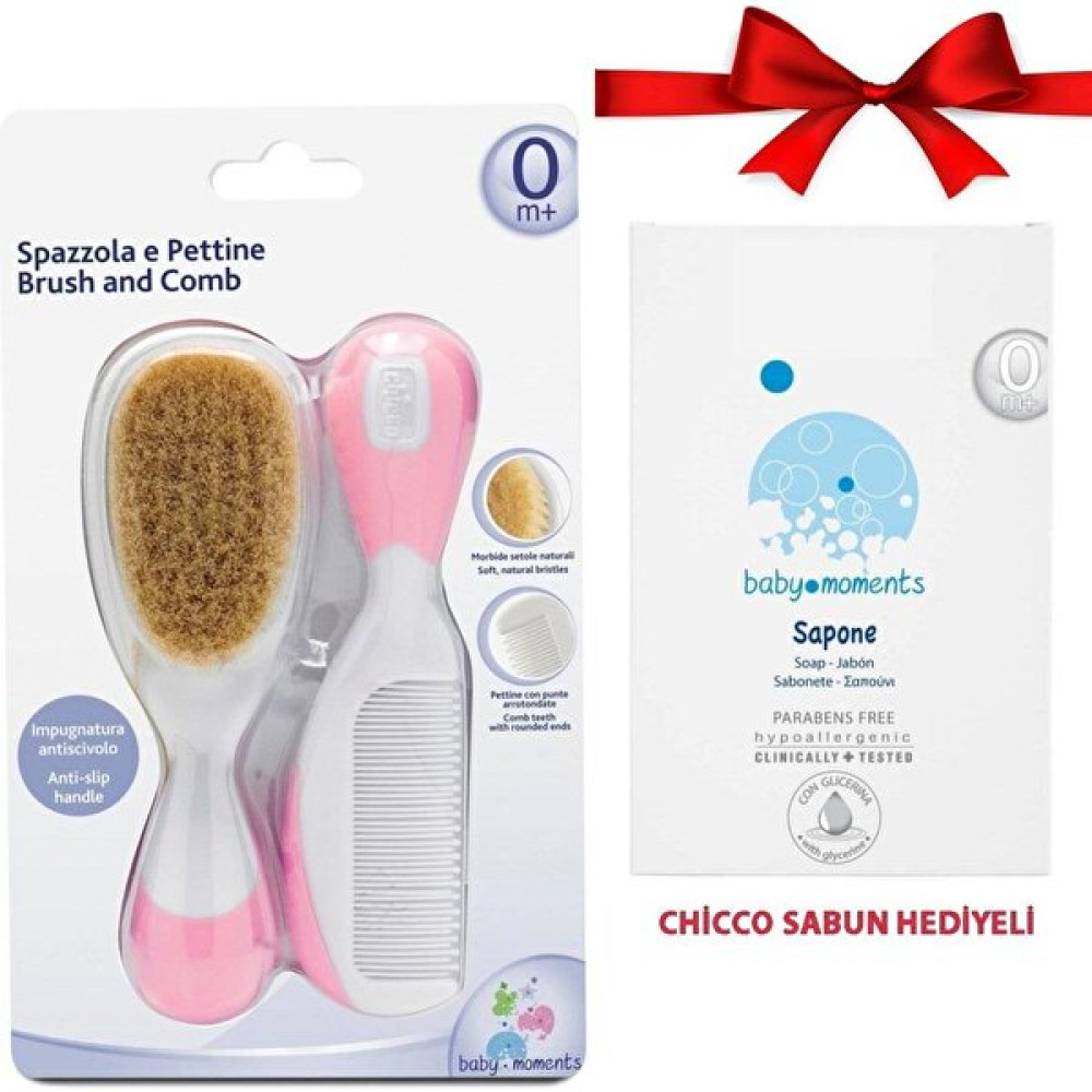 Chicco Fırça ve Tarak Seti Pembe+Sabun Hediye 075 93386 - Açık Pembe Bebek Saç Fırça-Tarak Fiyatı