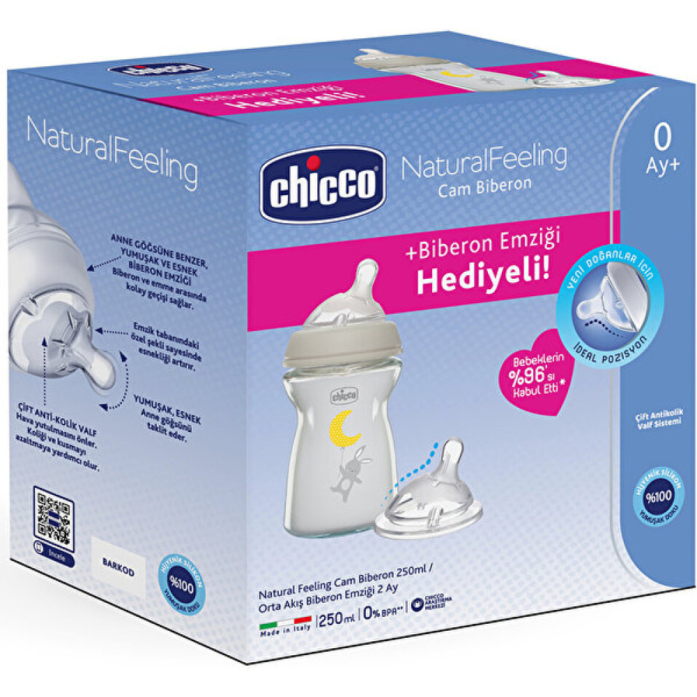 Chicco Natural Feeling Cam Biberon 250 ml Biberon Emziği Hediyeli Biberon Fiyatı