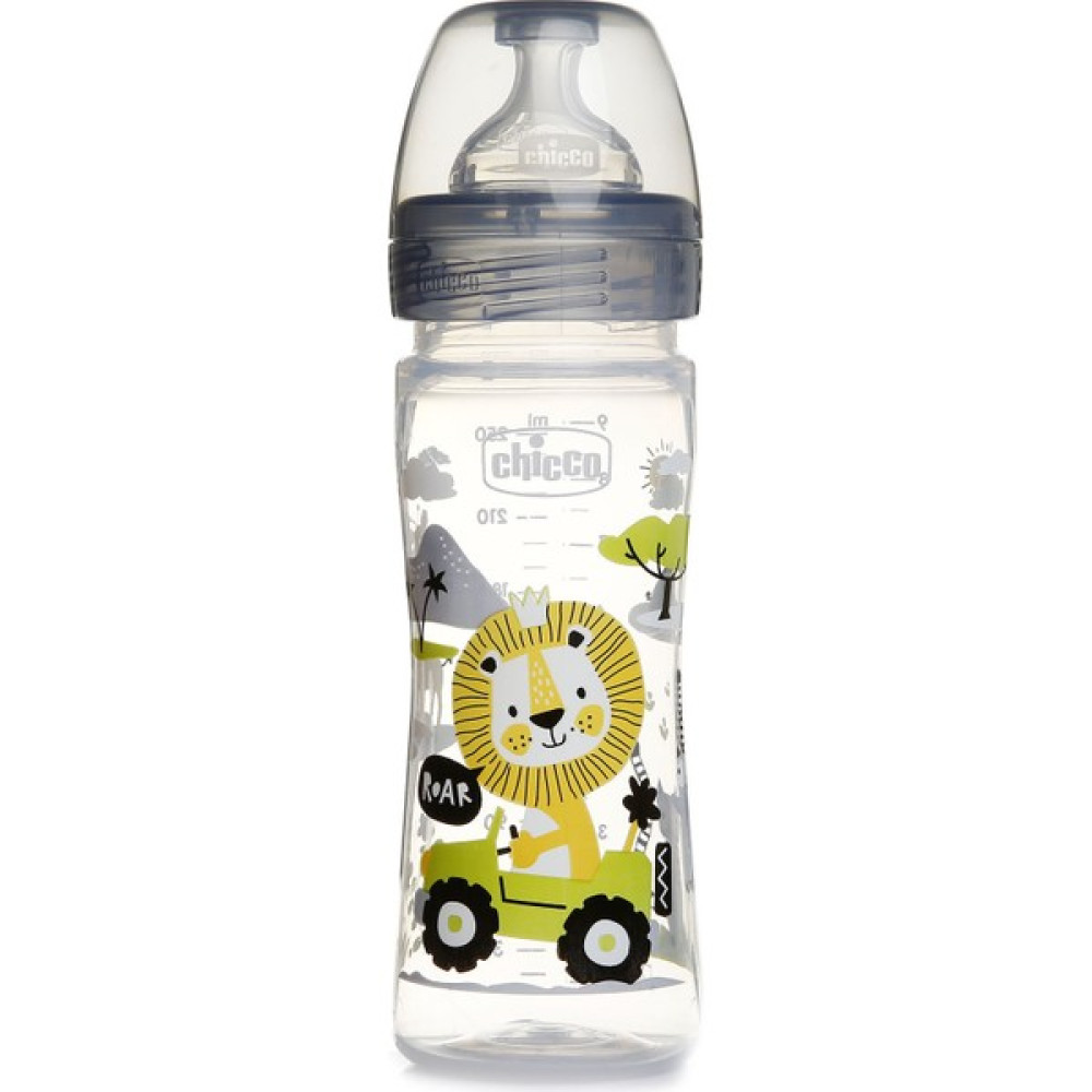 Chicco Yeni Wellbeing Renkli Biberon Pp Gri 250 ml Orta Akış Biberon Fiyatı