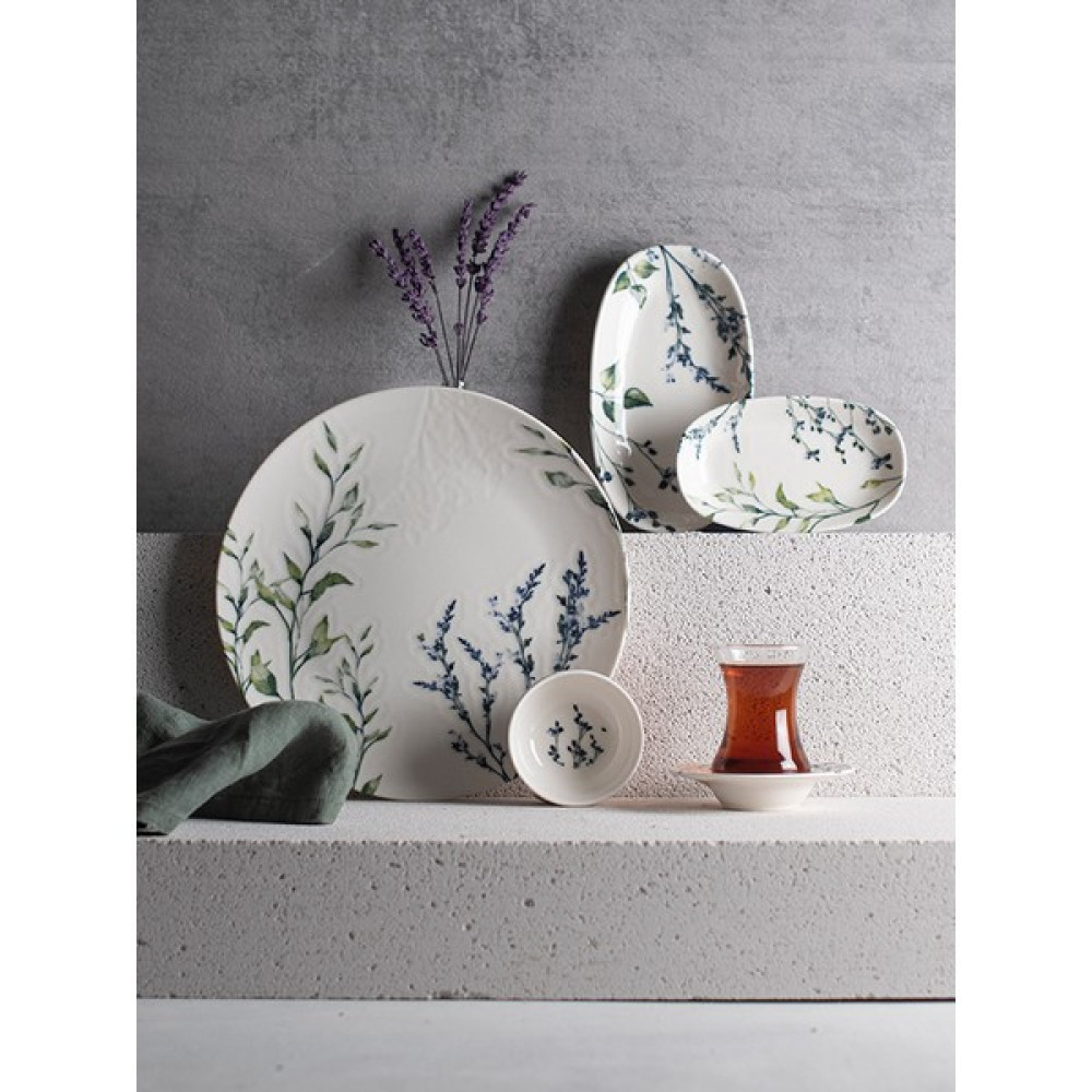 Chichi Lavender 26 Parça 6 Kişilik Çay Bardaklı Porselen Kahvaltı Seti Kahvaltı Takımı Fiyatı
