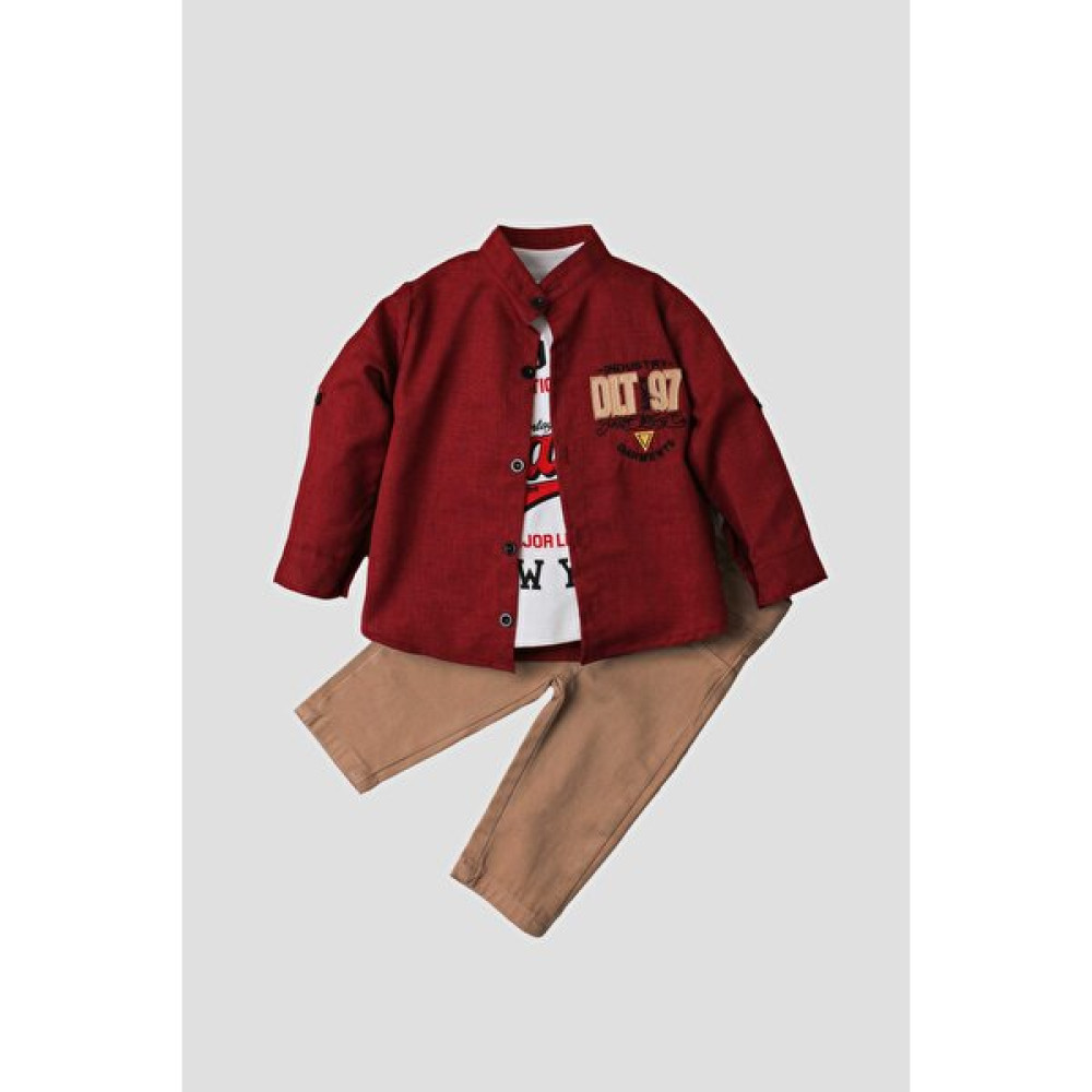 Chicsy Baby Kidex’s Babyerkek Bebek Spor Gömlek Takım Kot Pantolon Üst Sweatshirt Üçlü Takım Pamuklu Bebek Giysi Takım Fiyatı