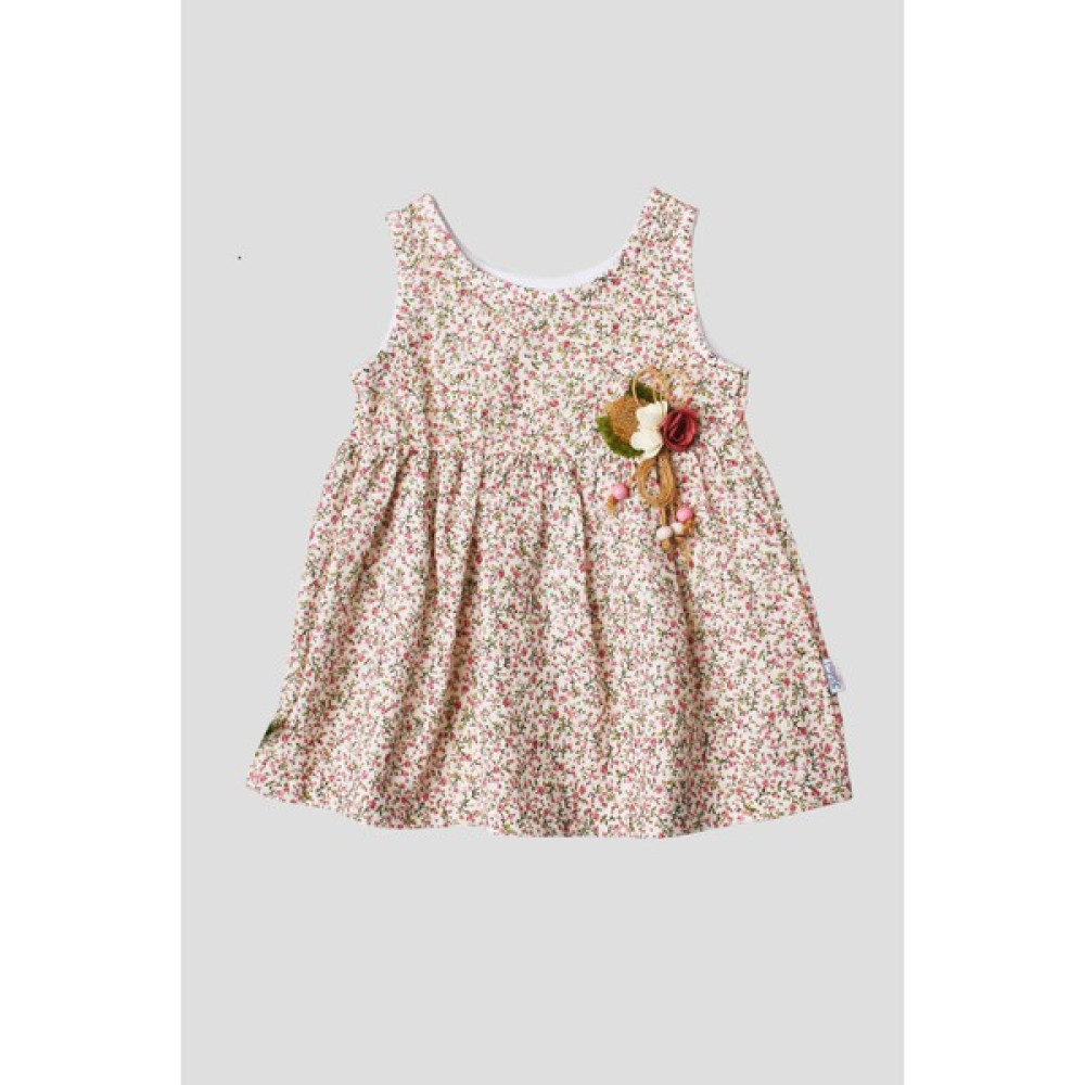 Chicsy Baby Şapkalı Küçük Çiçek Desenli Kalın Askılı Kız Bebek Elbisesi Bebek Elbisesi Fiyatı