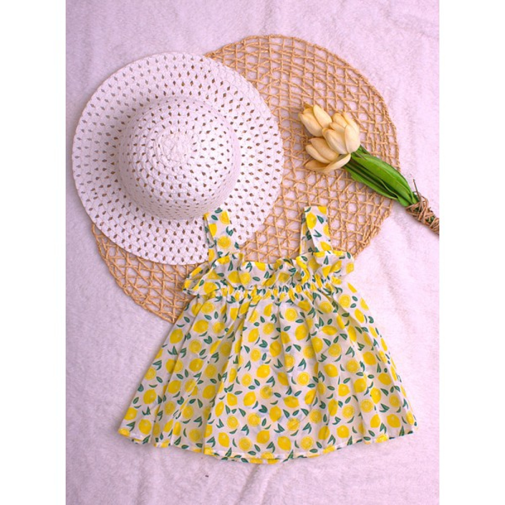 Chicsy Baby Şapkalı Limonlu Esnek Kız Bebek Elbisesi Bebek Elbisesi Fiyatı