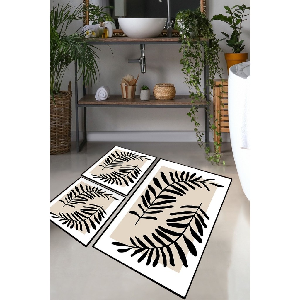 Chilai Home Castıng Leaf 3'lü Set Banyo Halısı Banyo Paspası Djtbanyo Araca Özel Paspaslar Fiyatı