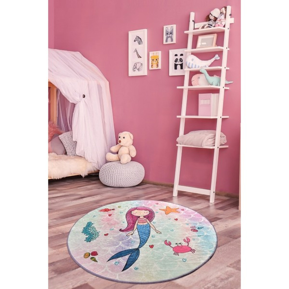 Chilai Home Chilai Home Mermaıd 140X140 cm Çocuk ve Bebek Halısı - 140 x 140 cm - Renkli Bebek Odası Halı Fiyatı