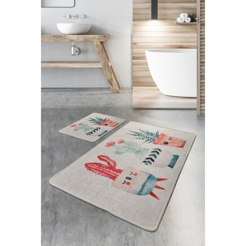 Chilai Home Happy Cactus Djt 2 Li Set Banyo Halısı, Paspas - Renkli - 4894 Klozet Takımı Fiyatı
