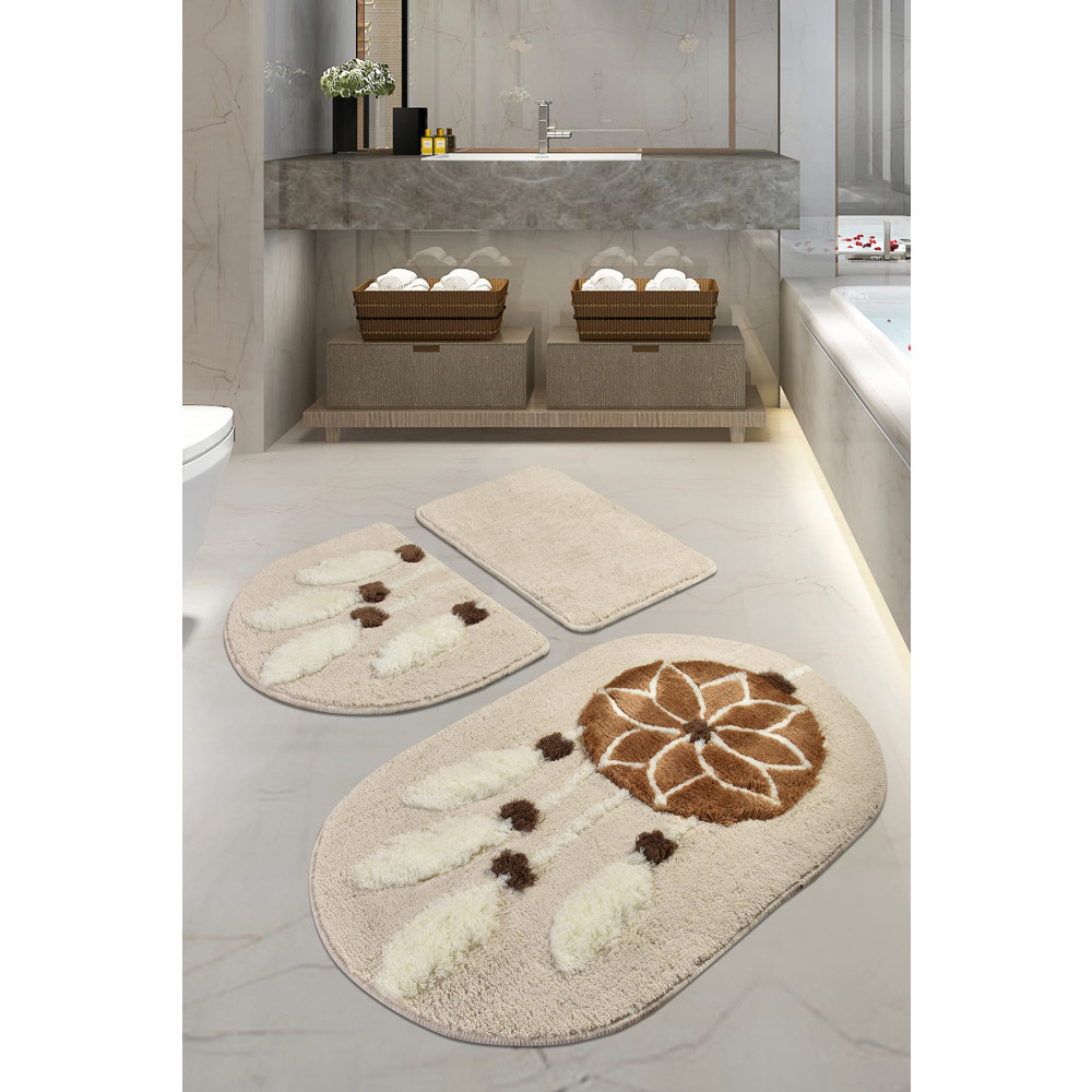 Chilai Home Rüya Kahve 3lü Set Banyo Halısı Yıkanabilir Kaymaz Taban Banyo Tekstili Fiyatı