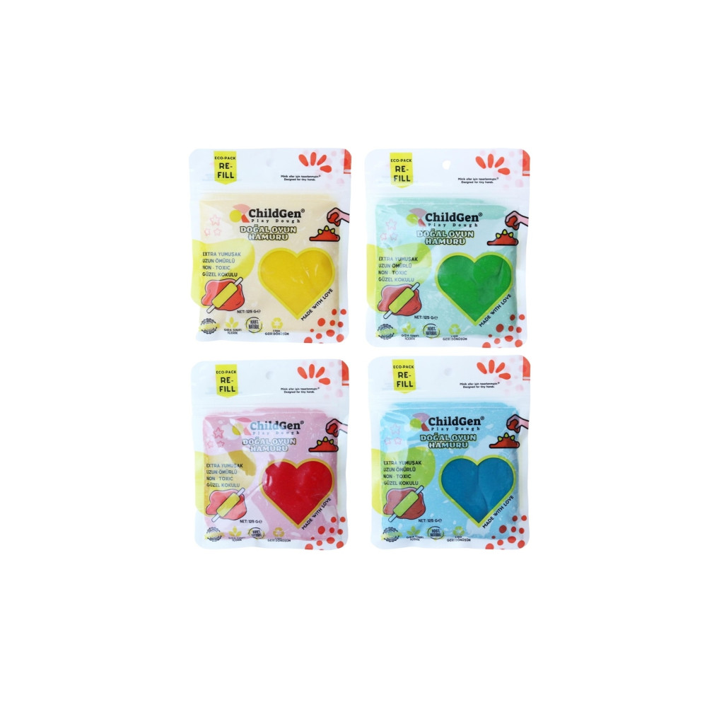ChildGen Doğal Oyun Hamuru - 4lü Set 4x125 Gr Vakumlu Kartuş Paket - (ecopack-refill) Oyuncak Fiyatı