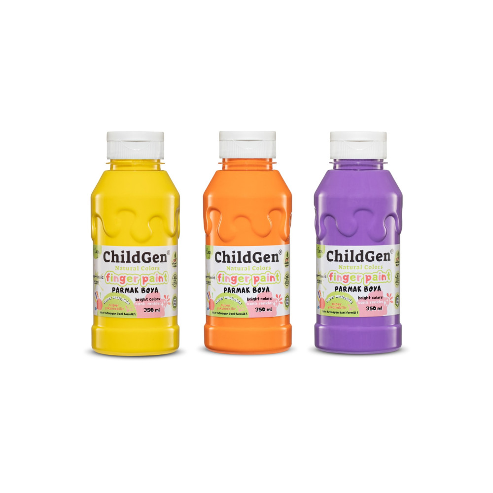 ChildGen Süper Yıkanabilir 3lü Parmak Boya Sarı Turuncu Mor (350 ML X 3) Yardımcı Malzeme Fiyatı