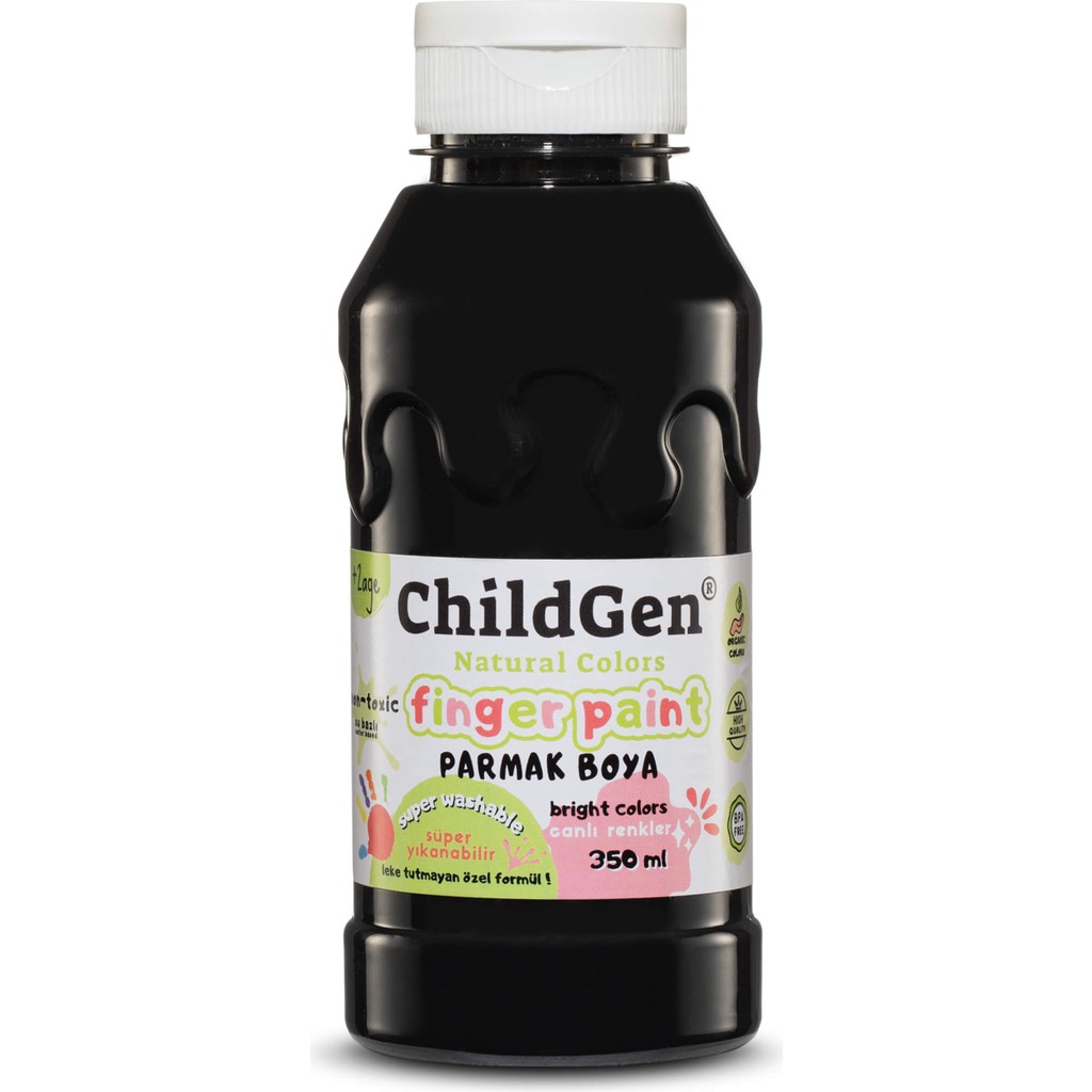 Childgen Süper Yıkanabilir Parmak Boya 350ML - Siyah Diğer Fiyatı