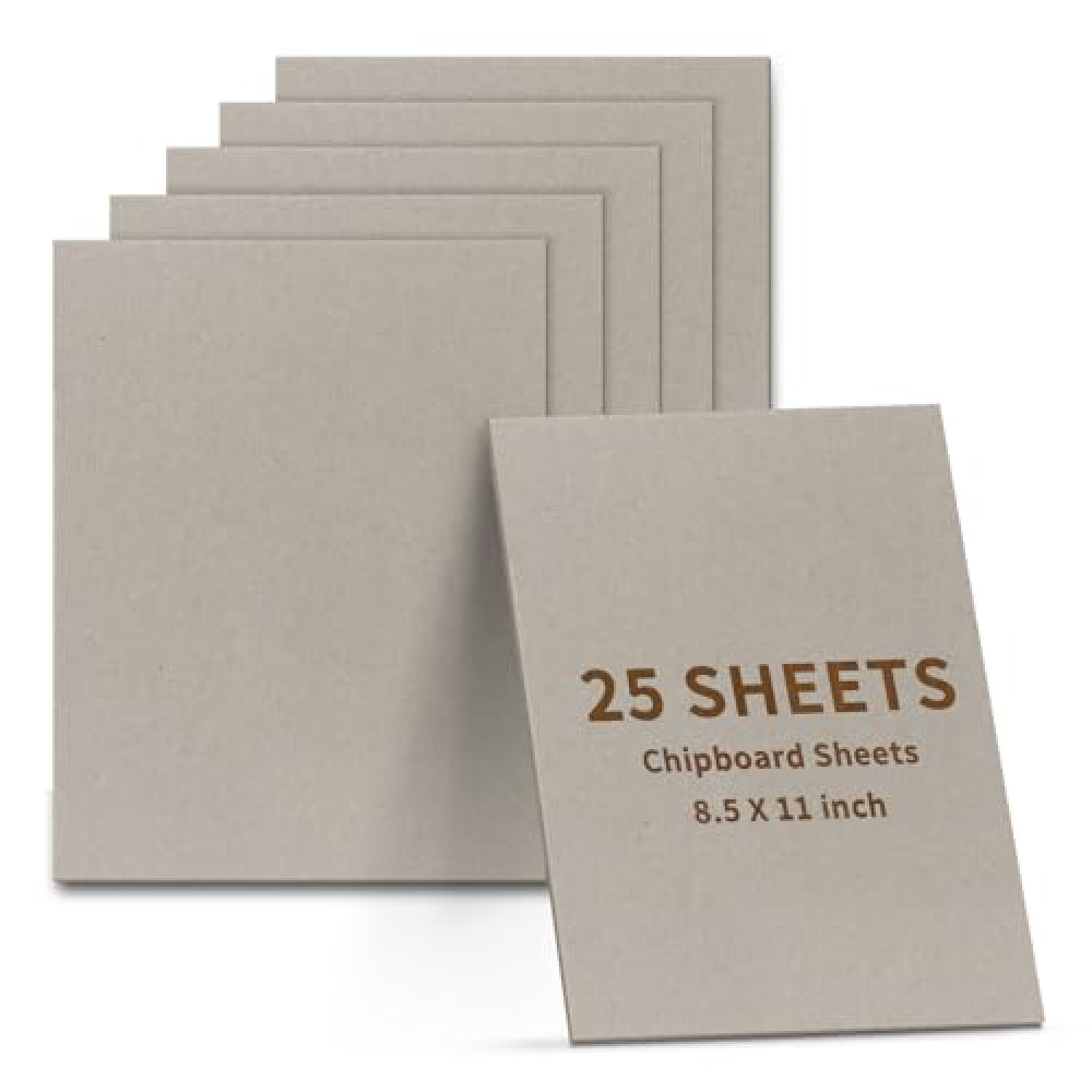 Chipboard Sheets 8.5" X 11", 25 Sheets of 40PT (Point) Chip Board for Book Binding, Perfect for Scrapbooking, Shipping Insert & Backing Picture Frames