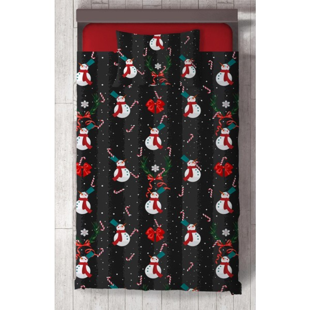 Chiron Baby Bebek ve Çocuk Odası Noel ve Kardan Adam Desenli Yılbaşı Detaylı 2 Parça Tek Kişilik Yatak Örtüsü SETI-70S - Renkli - 140 x 220 cm Yatak Örtüsü Fiyatı