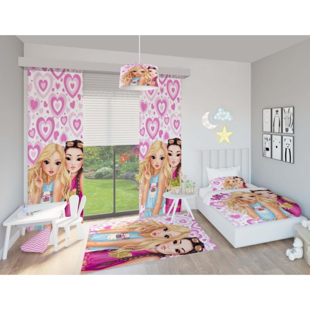 Chiron Baby Best Friends Desenli Kız Bebek ve Çocuk Odası Seti (Perde, Yatak Örtüsü Seti, Halı, Çamaşır Sepeti, Abajur, Avize) - 140 x 220 cm - Renkli Yatak Örtüsü Fiyatı