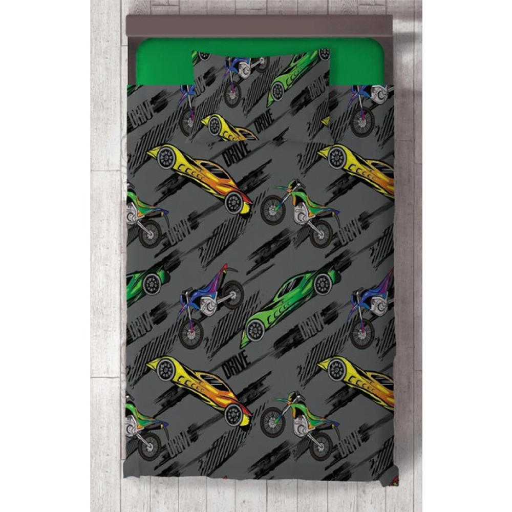 Chiron Baby Erkek Bebek Ve Çocuk Odası Drive Araba Desenli 2 Parça Tek Kişilik Yatak Örtüsü Setı-120s - 140 x 220 cm - Renkli Yatak Örtüsü Fiyatı