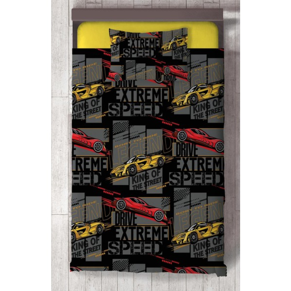 Chiron Baby Erkek Bebek Ve Çocuk Odası E x treme Speed Araba Desenli 2 Parça Tek Kişilik Yatak Örtüsü Setı-122s - 140 x 220 cm - Renkli Yatak Örtüsü Fiyatı