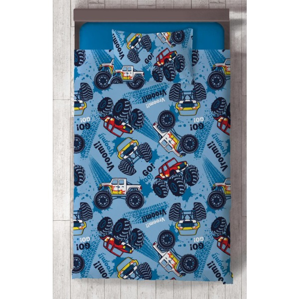 Chiron Baby Erkek Bebek ve Çocuk Odası Truck Go 2 Desenli 2 Parça Tek Kişilik Yatak Örtüsü SETI-127S - 140 x 220 cm - Renkli Yatak Örtüsü Fiyatı