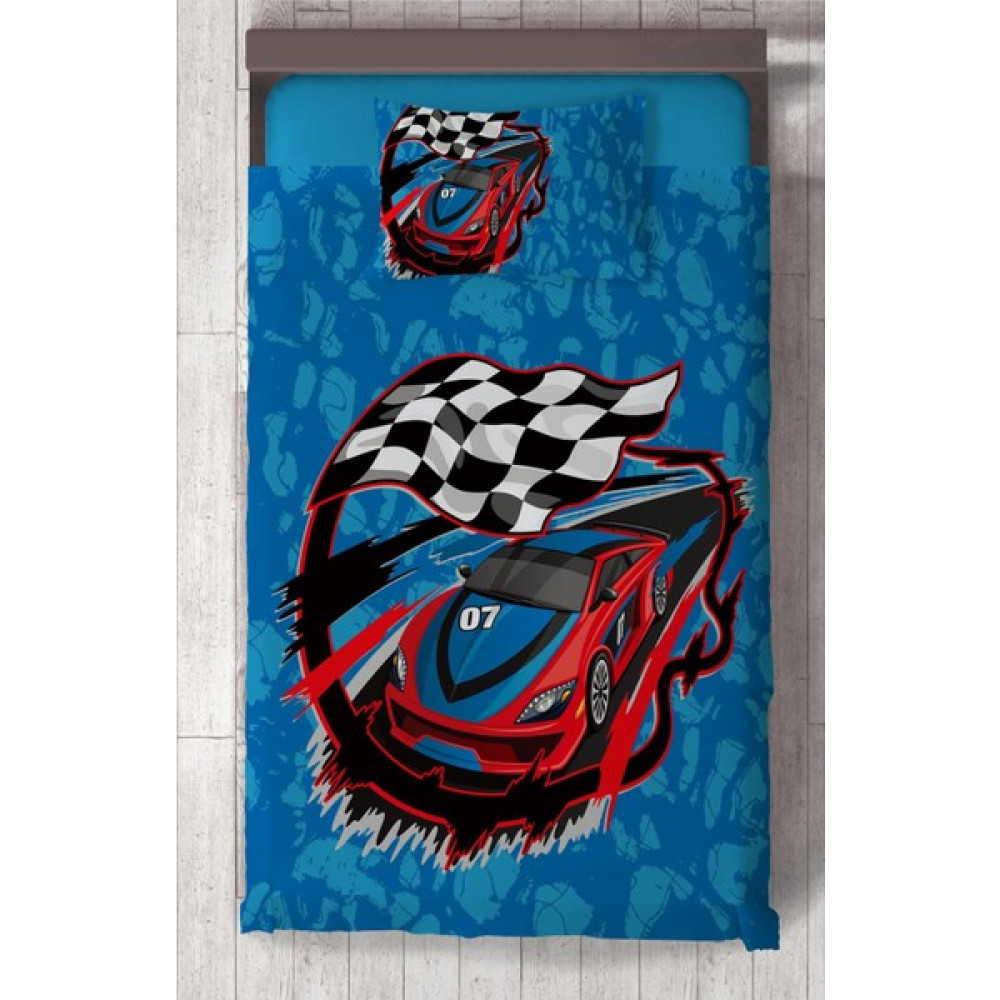 Chiron Baby Erkek Bebek Ve Çocuk Odası Yarış Arabası Desenli 2 Parça Tek Kişilik Yatak Örtüsü Setı-119s - 140 x 220 cm - Renkli Yatak Örtüsü Fiyatı