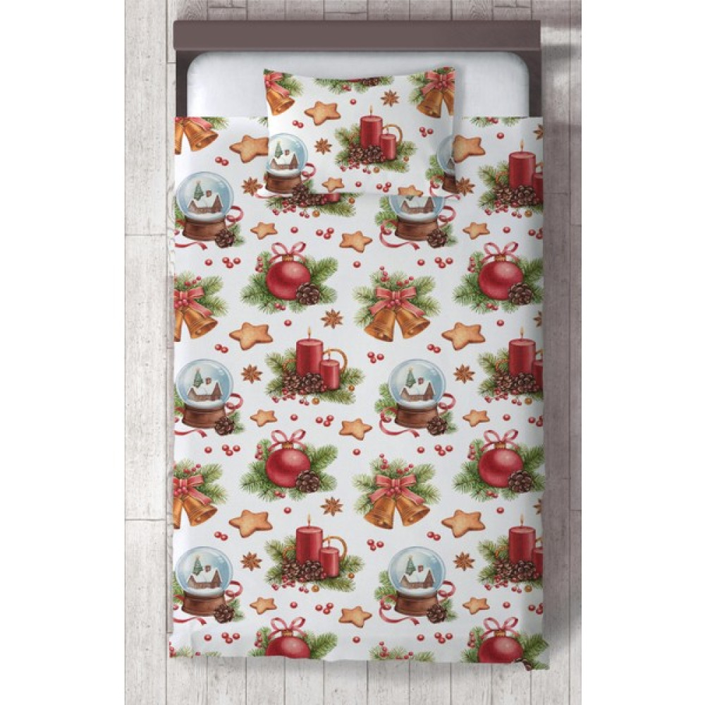Chiron Baby Erkek ve Kız Bebek ve Çocuk Odası Yeni Yıl Süsleri Desenli 2 Parça Tek Kişilik Yatak Örtüsü SETI-129S - 140 x 220 cm - Renkli Yatak Örtüsü Fiyatı