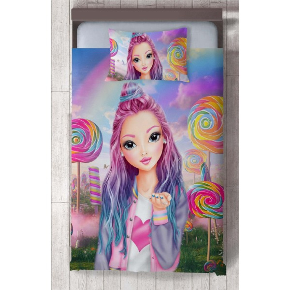 Chiron Baby Kız Bebek ve Çocuk Odası Için Lollipop Girl Desenli Isim Yazdırılabilir Renkli 2 Parça Yatak Örtüsü SETI-57S - 140 x 220 cm Yatak Örtüsü Fiyatı