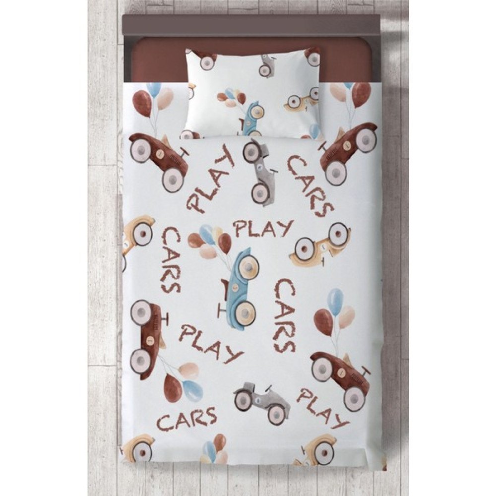 Chiron Bebek ve Çocuk Odası Balonlu Araba Desenli, Organik Boyalı, Renkli Yatak Örtüsü Seti Toplam 2 Parça ( 1 Adet Yatak Örtüsü 140X220CM, 1 Adet ... Yatak Örtüsü Fiyatı