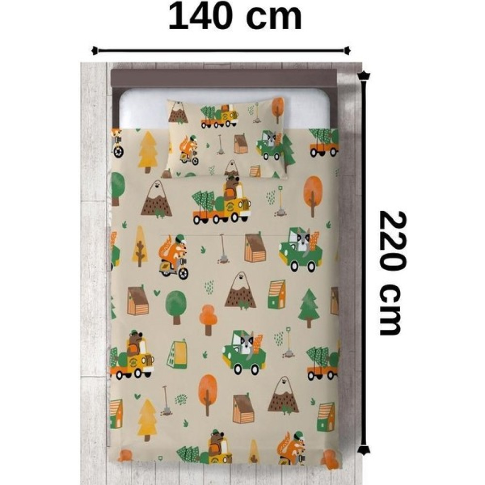 Chiron Bebek ve Çocuk Odası Sevimli Hayvanlar Desenli, Organik Boyalı, Renkli Yatak Örtüsü Takımı Toplam 2 Parça ( 1 Adet Yatak Örtüsü 140X220CM, 1... Yatak Örtüsü Fiyatı