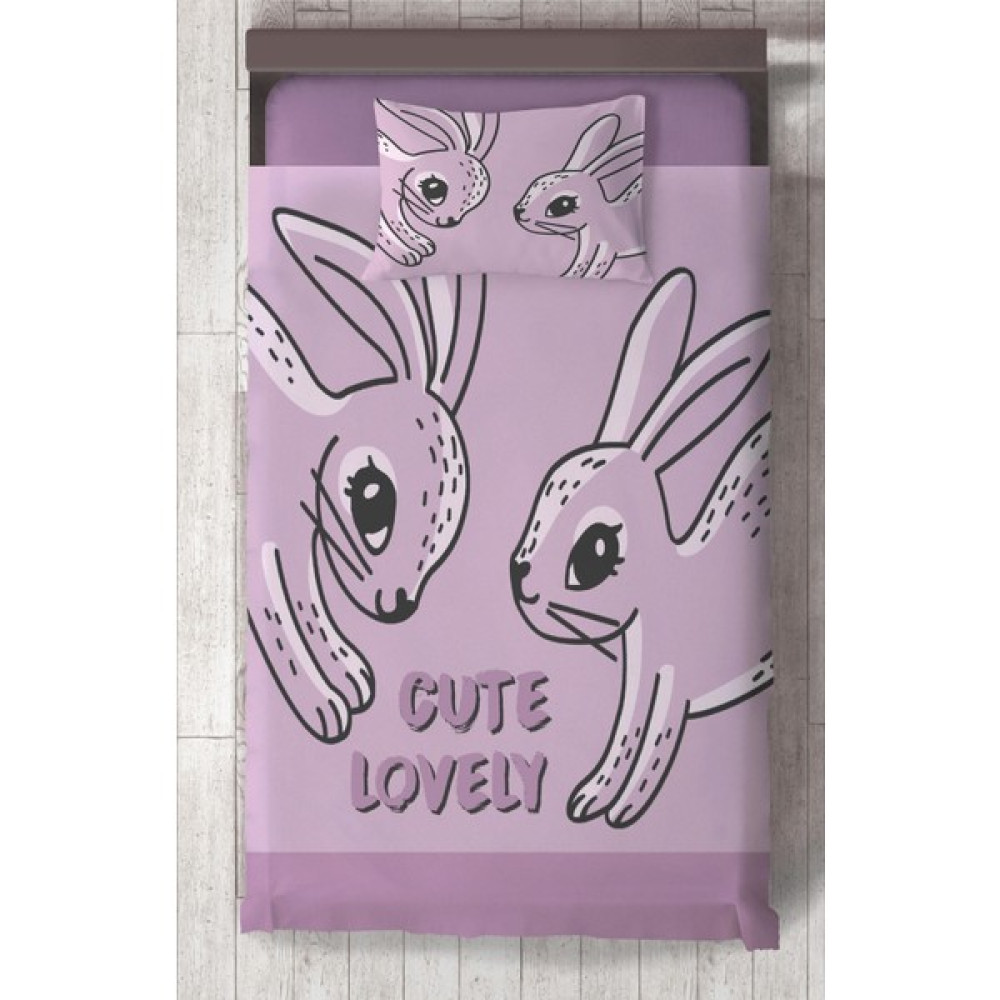 Chiron Bebek ve Çocuk Odası Sevimli Tavşan Desenli, Organik Boyalı, Renkli Yatak Örtüsü Seti Toplam 2 Parça ( 1 Adet Yatak Örtüsü 140X220CM, 1 Adet... Yatak Örtüsü Fiyatı