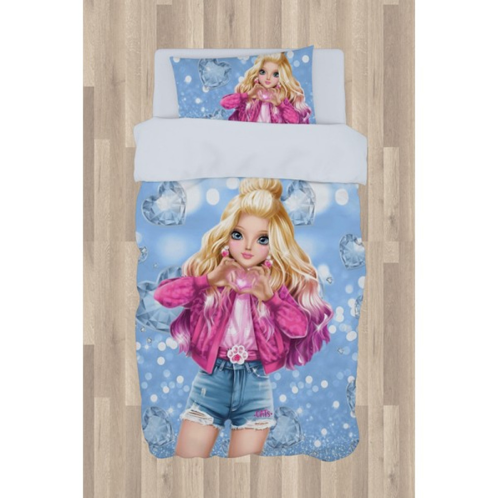 Chiron Ceritti Bebek ve Çocuk Odası Için Kalp Yapan Kız Desenli Nevresim Takımı Seti Toplam 3 Parça (Çarşaf 155X235-YORGAN Kılıfı 155X220-YASTIK Kı... Bebek Nevresim Takımı Fiyatı