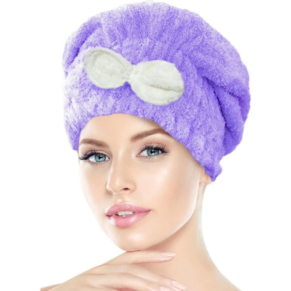 Chizgy Mikrofiber Saç Havlusu Bonesi Lastikli Fiyonklu - Açık Lila Banyo Havlusu Fiyatı