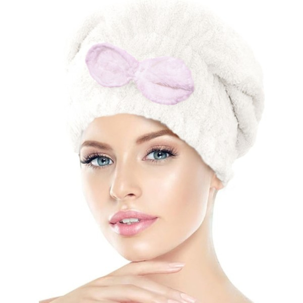 Chizgy Mikrofiber Saç Havlusu Bonesi Lastikli Fiyonklu - Ekru Banyo Havlusu Fiyatı