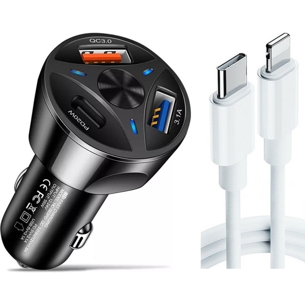 Chna Hızlı Şarj Destekli 3.0 Oto Çakmaklık Şarj Aleti (Kablo Hediyeli) - iphone Kablolu - 20W GaN White Cep Telefonu Şarj Cihazı Fiyatı