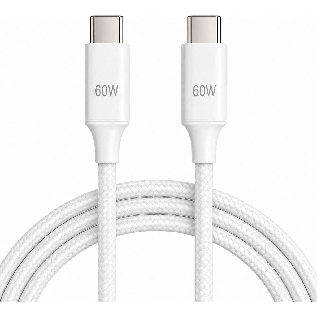 CHNA Usb-C To Usb-C 1 Metre Kablo 60W Güç Hızlı Şarj Data Aktarım Hasırlı Type-C Ekstra Dayanıklı - BEYAZ Bilgisayar Çevirici ve Adaptörü Fiyatı