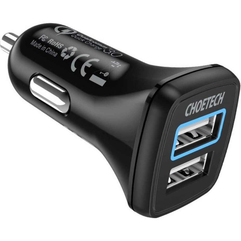 Choetech 36W Çift USB Çıkışlı Quickcharge 3.0 Araç Şarj Cihazı - C0051-V5 - Siyah Cep Telefonu Araç Kiti Fiyatı