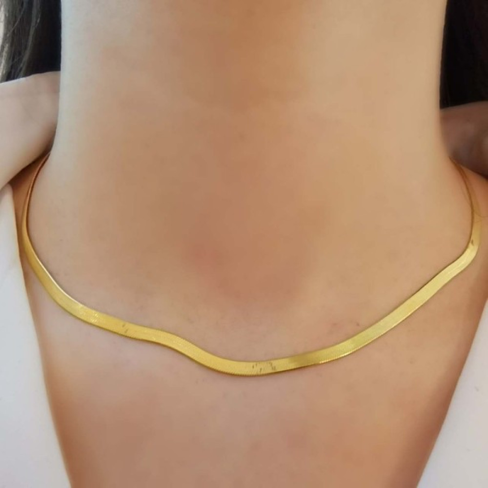 Choice Silver Italyan Yassı Zincir Gümüş Gold 40CM - Standart Gümüş Kolye Fiyatı