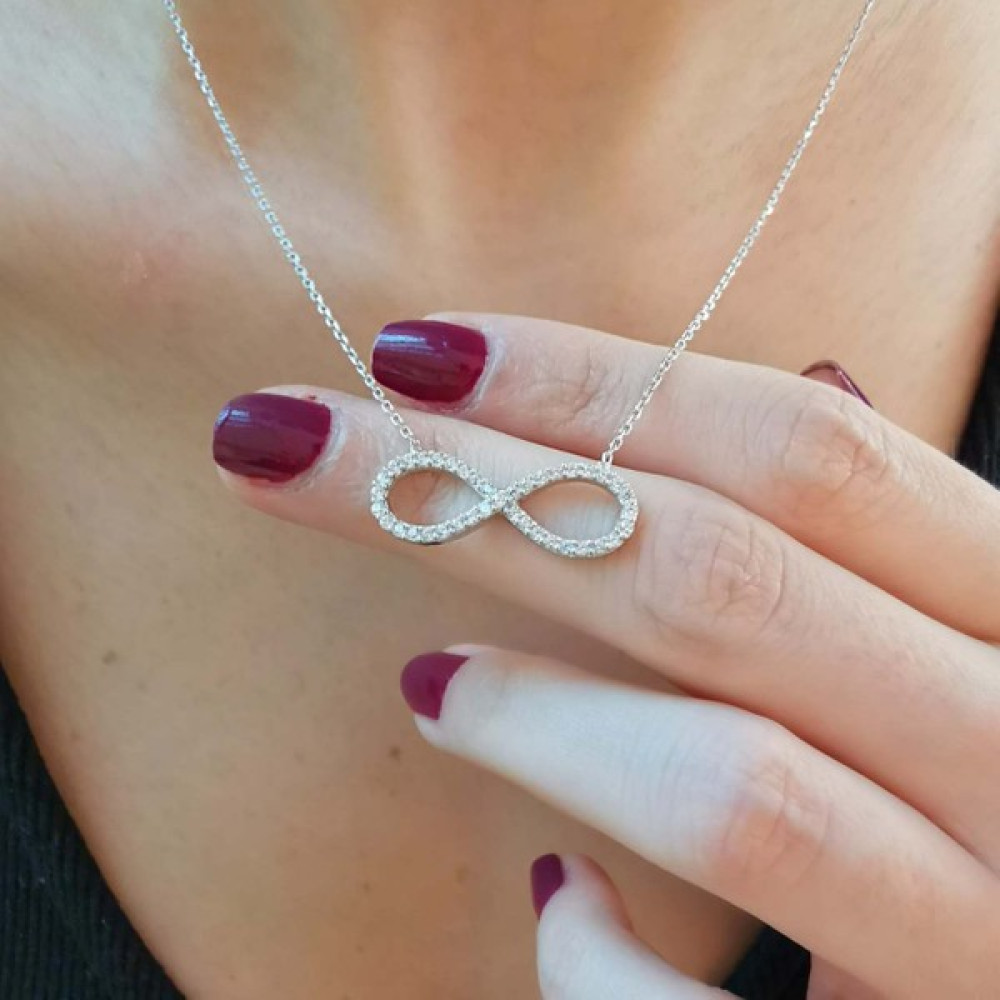 Choice Silver Sonsuzluk Gümüş Kolye Pırıltı Rodyum Gümüş Kolye Fiyatı