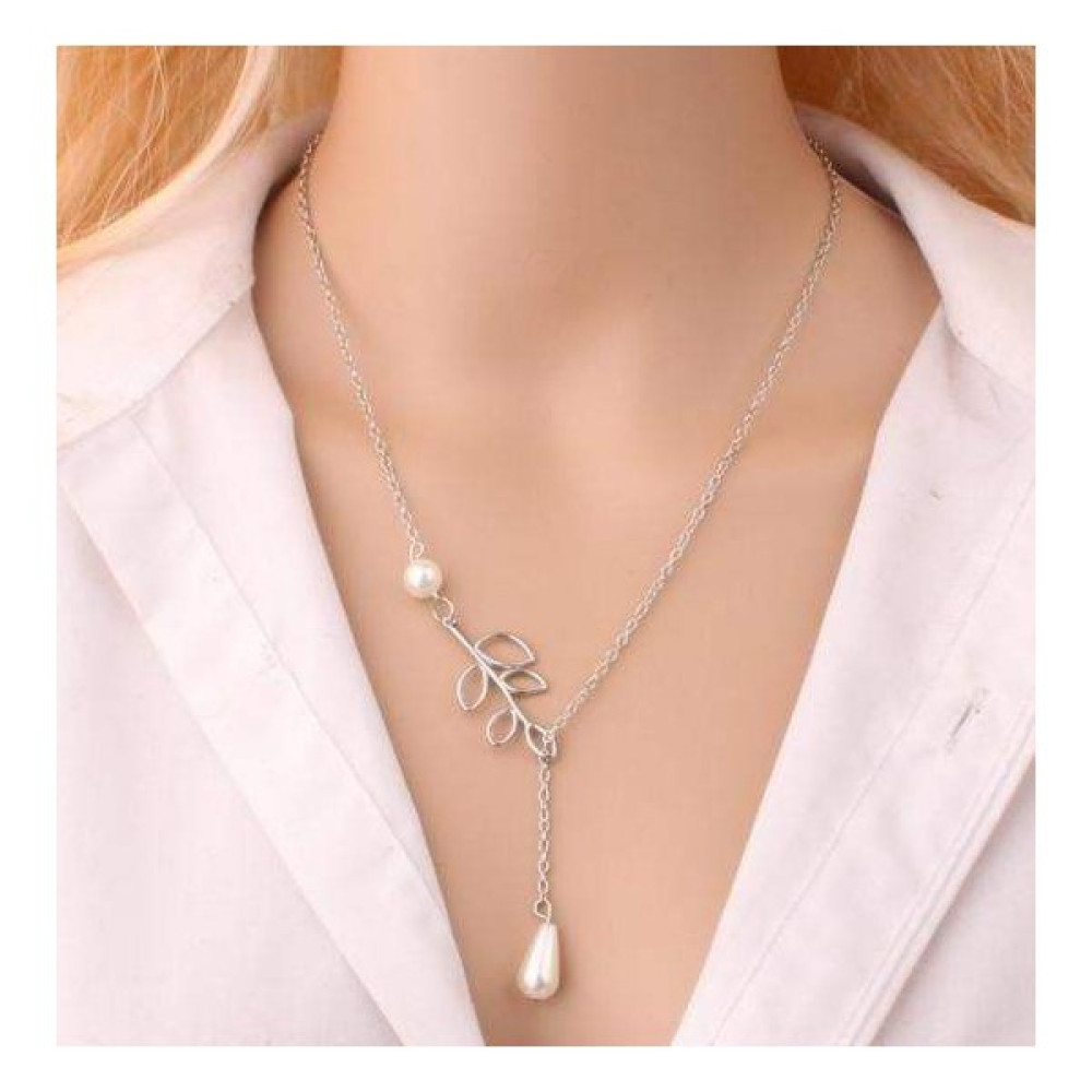 Chokers Romantik Stil Yaprak İnci Model Zincir Kolye Gümüş Kolye Fiyatı