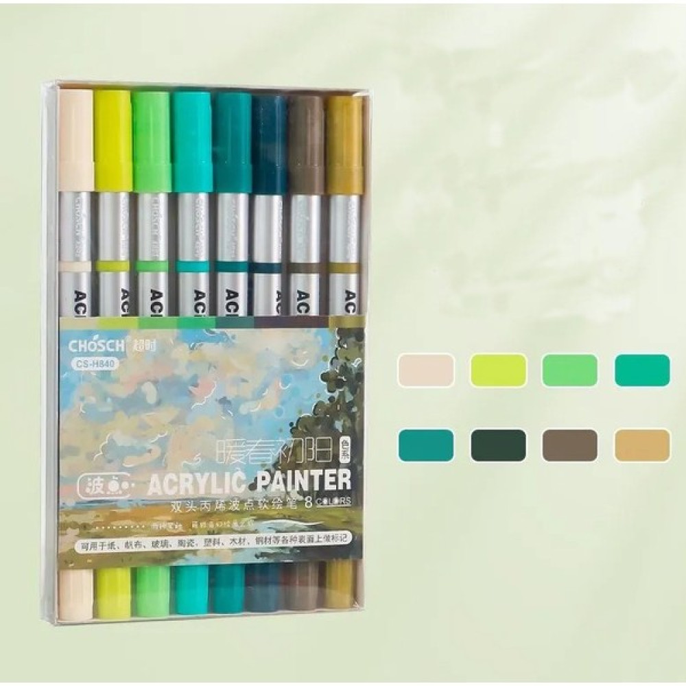 Chosch Çift Taraflı Akrilik Marker Kalemi 8'li Paket CS-H840 Sanatsal Malzemeler Fiyatı