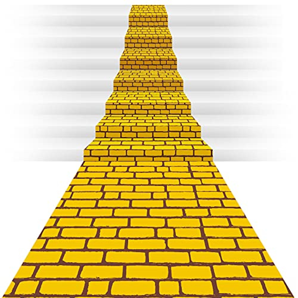 Chuangdi 4.5 x 9 Feet Brick Road Runner Novelty Aisle Floor Runner Brick Wall Backdrop, Princess Decorations Party Supplies for Halloween Cosplay Party (1, Yellow)
