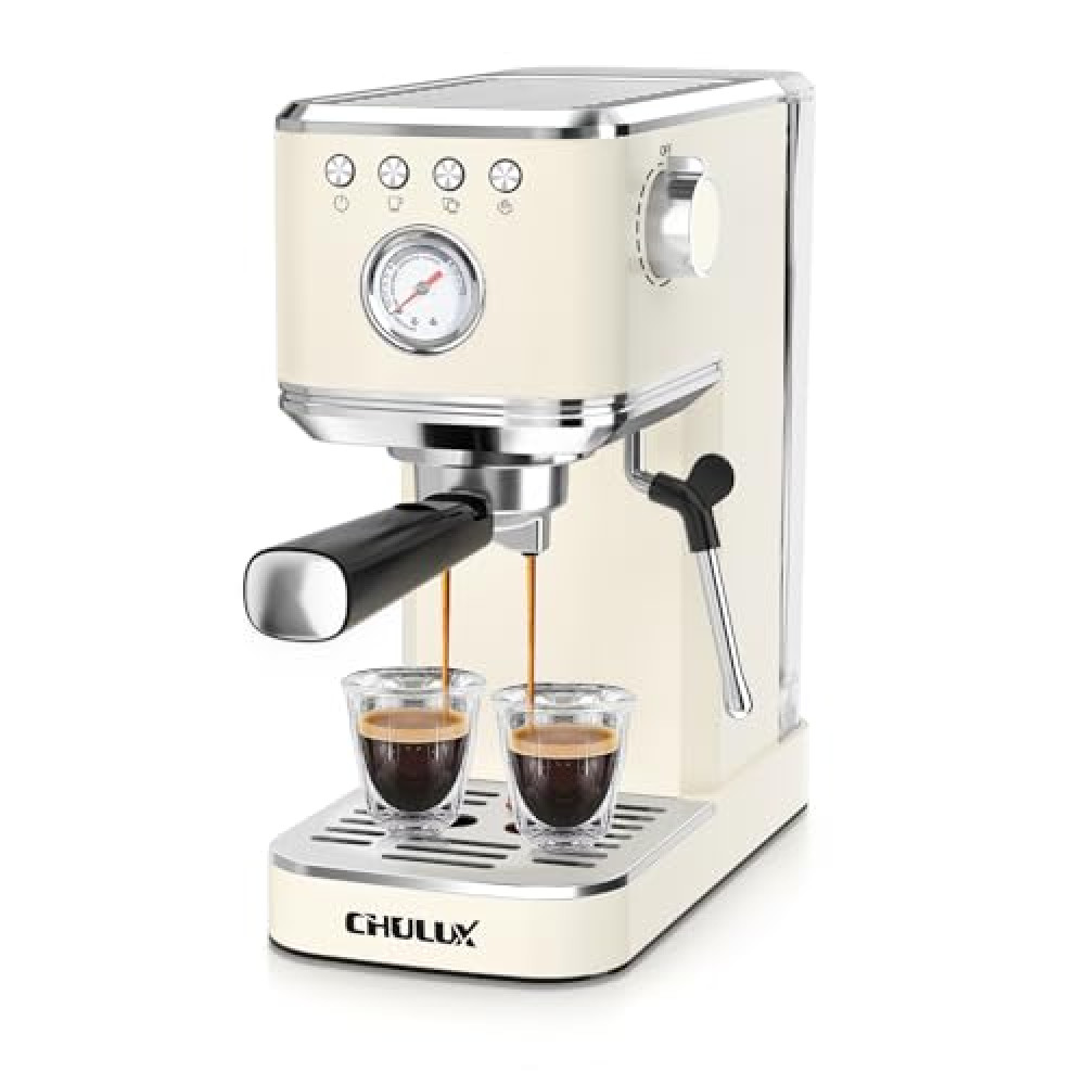 CHULUX Slim Espresso Machine with Milk Frother Steam Wand, 20 Bar Professional Italian Pump Semi Automatic Espresso Coffee Machine for Home Cappuccino & Latte Maker, Creamy