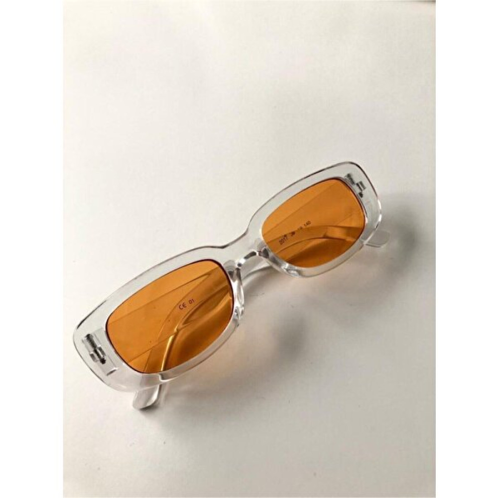 Chunky Frame Vintage Turuncu Cam Güneş Gözlüğü - Şeffaf Turuncu Kadın Güneş Gözlükleri Fiyatı