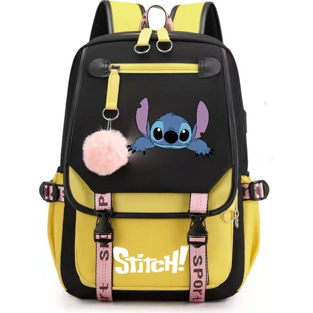 Chunkyated Yeni Lilo Stitch Stitch Stitch USB Şarj Edilebilir Okul Çantası Erkek ve Kadın Öğrenci Sırt Çantası Sırt Çantası (Yurt Dışından) - Beyaz Okul Çantası Fiyatı