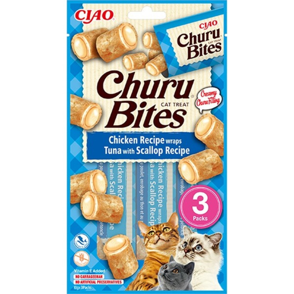 Churu Bites Tavuk Sargılı, Deniz Taraklı ve Ton Balıklı Kedi Ödül Maması 3X10 Gr. Evcil Hayvan Ürünleri Fiyatı